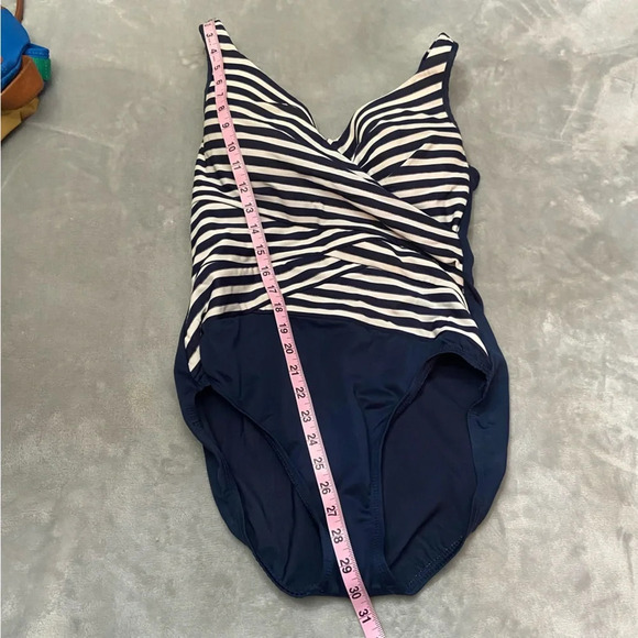 Navy and White Striped Women's Swimsuit - Picture 11 of 12
